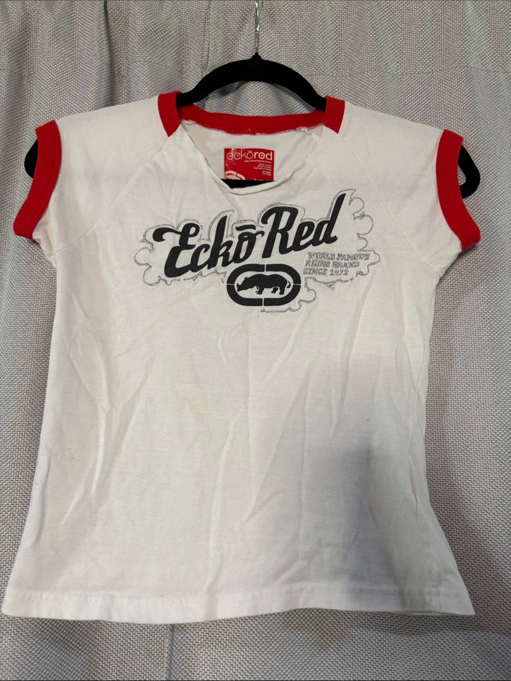 Vintage Ecko Red Ringer Baby Tee Y2K Graphic Logo T-Shirt Women’s Medium